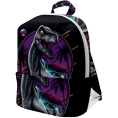 Style Dinosaur  80s Synth Retrowave Zip Up Backpack by Cendanart