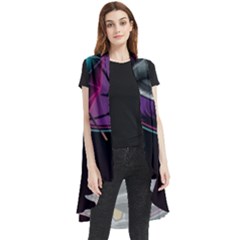 Style Dinosaur  80s Synth Retrowave Sleeveless Chiffon Waistcoat Shirt