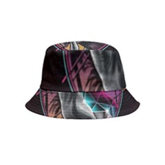 Style Dinosaur  80s Synth Retrowave Bucket Hat (kids) by Cendanart