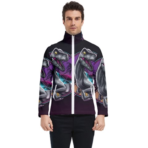 Style Dinosaur  80s Synth Retrowave Men s Bomber Jacket by Cendanart