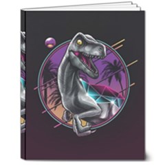 Style Dinosaur  80s Synth Retrowave 8  X 10  Softcover Notebook by Cendanart