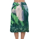 Green And White Polygonal Mountain Velvet Flared Midi Skirt View2