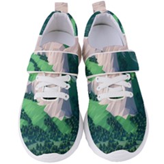 Green And White Polygonal Mountain Women s Velcro Strap Shoes by Cendanart