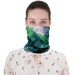 Green And White Polygonal Mountain Face Covering Bandana (adult) by Cendanart