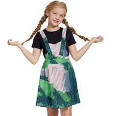 Green And White Polygonal Mountain Kids  Apron Dress by Cendanart