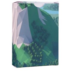 Green And White Polygonal Mountain Playing Cards Single Design (rectangle) With Custom Box by Cendanart