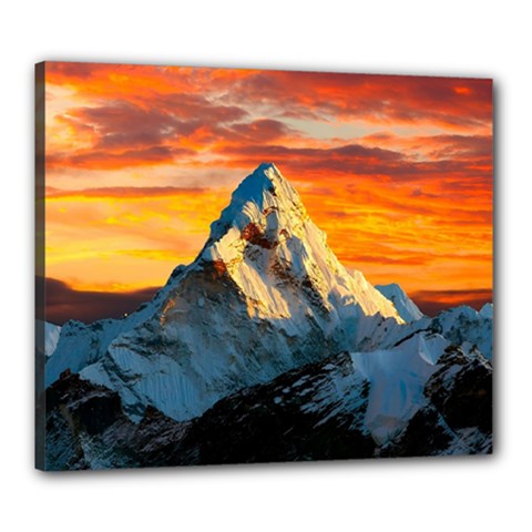 Snow Capped Mountain Himalayas Clouds Landscape Nature Canvas 24  X 20  (stretched) by Cendanart