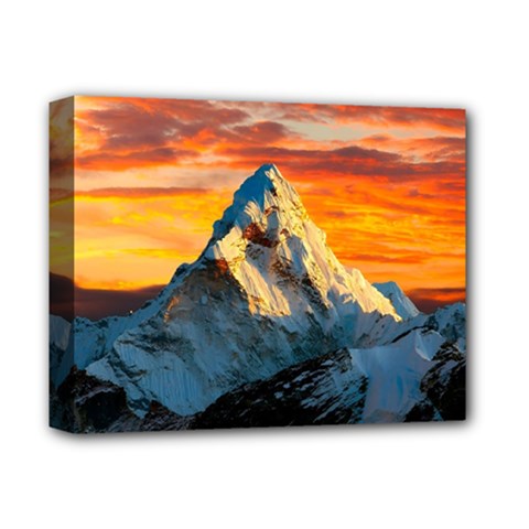 Snow Capped Mountain Himalayas Clouds Landscape Nature Deluxe Canvas 14  X 11  (stretched) by Cendanart