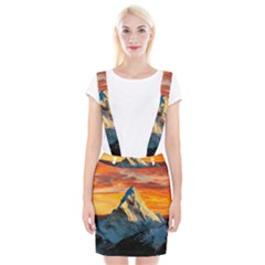 Snow Capped Mountain Himalayas Clouds Landscape Nature Braces Suspender Skirt by Cendanart