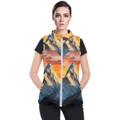 Snow Capped Mountain Himalayas Clouds Landscape Nature Women s Puffer Vest