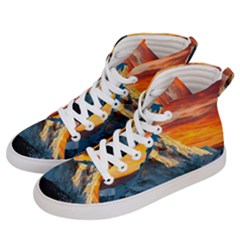 Snow Capped Mountain Himalayas Clouds Landscape Nature Men s Hi-top Skate Sneakers by Cendanart