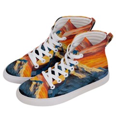 Snow Capped Mountain Himalayas Clouds Landscape Nature Women s Hi-top Skate Sneakers by Cendanart