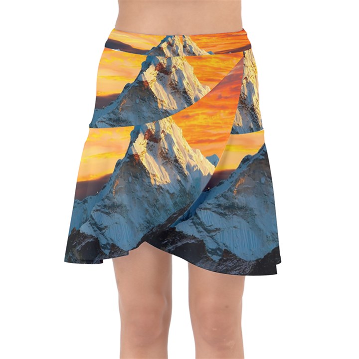 Snow Capped Mountain Himalayas Clouds Landscape Nature Wrap Front Skirt