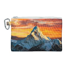 Snow Capped Mountain Himalayas Clouds Landscape Nature Canvas Cosmetic Bag (large) by Cendanart