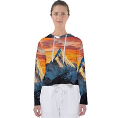 Snow Capped Mountain Himalayas Clouds Landscape Nature Women s Slouchy Sweat by Cendanart