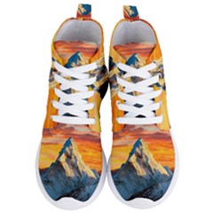 Snow Capped Mountain Himalayas Clouds Landscape Nature Women s Lightweight High Top Sneakers by Cendanart