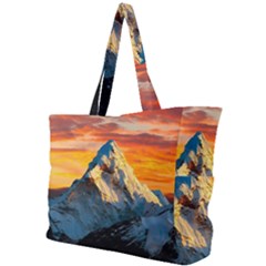 Snow Capped Mountain Himalayas Clouds Landscape Nature Simple Shoulder Bag by Cendanart