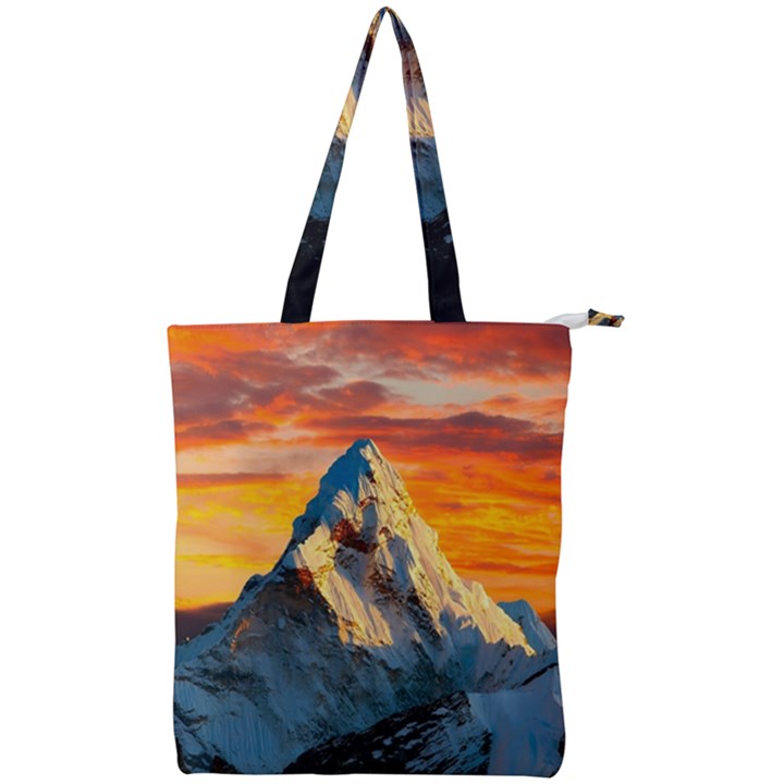 Snow Capped Mountain Himalayas Clouds Landscape Nature Double Zip Up Tote Bag