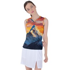 Snow Capped Mountain Himalayas Clouds Landscape Nature Women s Sleeveless Sports Top by Cendanart