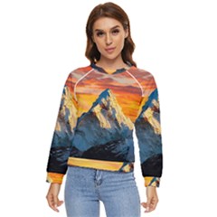 Snow Capped Mountain Himalayas Clouds Landscape Nature Women s Long Sleeve Raglan T-shirt