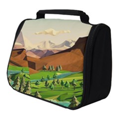 River Between Green Forest With Brown Mountain Full Print Travel Pouch (small) by Cendanart