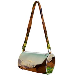 River Between Green Forest With Brown Mountain Mini Cylinder Bag