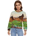 River Between Green Forest With Brown Mountain Women s Long Sleeve Raglan T-Shirt View1