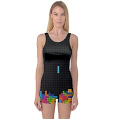 Tetris Game One Piece Boyleg Swimsuit by Cendanart