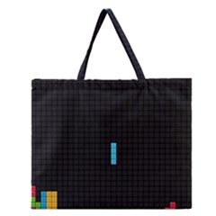 Tetris Game Zipper Large Tote Bag