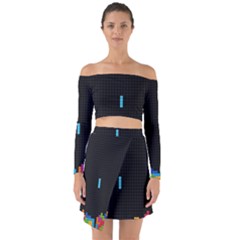 Tetris Game Off Shoulder Top With Skirt Set by Cendanart