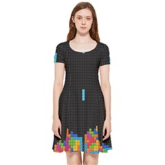 Tetris Game Inside Out Cap Sleeve Dress by Cendanart