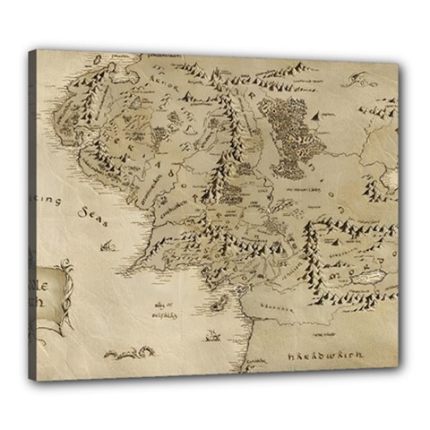 Retro Vintage Gray Map Middle Earth Canvas 24  X 20  (stretched)