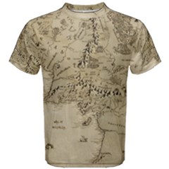 Retro Vintage Gray Map Middle Earth Men s Cotton T-shirt by Cendanart