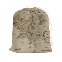 Retro Vintage Gray Map Middle Earth Drawstring Pouch (2xl) by Cendanart