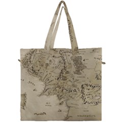 Retro Vintage Gray Map Middle Earth Canvas Travel Bag by Cendanart