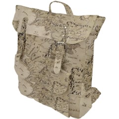 Retro Vintage Gray Map Middle Earth Buckle Up Backpack by Cendanart