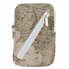 Retro Vintage Gray Map Middle Earth Belt Pouch Bag (small) by Cendanart