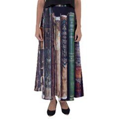 Assorted Color Books Old Macro Flared Maxi Skirt by Cendanart