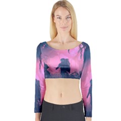 Beeple Astronaut Spacesuit 3d Digital Art Artwork Jungle Long Sleeve Crop Top by Cendanart