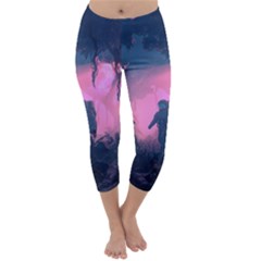 Beeple Astronaut Spacesuit 3d Digital Art Artwork Jungle Capri Winter Leggings  by Cendanart