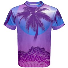 Palm Tree Vaporwave Synthwave Retro Style Men s Cotton T-shirt by Cendanart