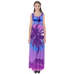 Palm Tree Vaporwave Synthwave Retro Style Empire Waist Maxi Dress by Cendanart