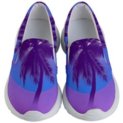 Palm Tree Vaporwave Synthwave Retro Style Kids Lightweight Slip Ons by Cendanart