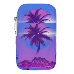 Palm Tree Vaporwave Synthwave Retro Style Waist Pouch (large) by Cendanart