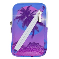 Palm Tree Vaporwave Synthwave Retro Style Belt Pouch Bag (large) by Cendanart