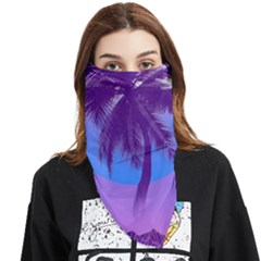 Palm Tree Vaporwave Synthwave Retro Style Face Covering Bandana (triangle) by Cendanart