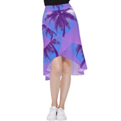 Palm Tree Vaporwave Synthwave Retro Style Frill Hi Low Chiffon Skirt by Cendanart