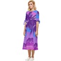 Palm Tree Vaporwave Synthwave Retro Style Bow Sleeve Chiffon Midi Dress View2