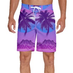 Palm Tree Vaporwave Synthwave Retro Style Men s Beach Shorts by Cendanart