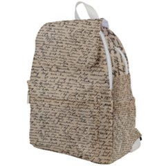 Close Up Photo Of Black Text Old Handwriting Leave Old Script Top Flap Backpack by Cendanart